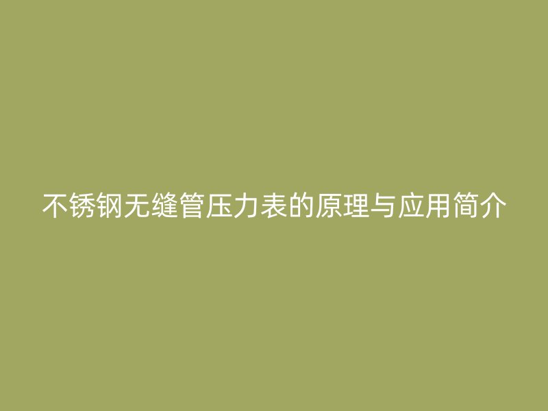 荣耀足球官网无缝管压力表的原理与应用简介