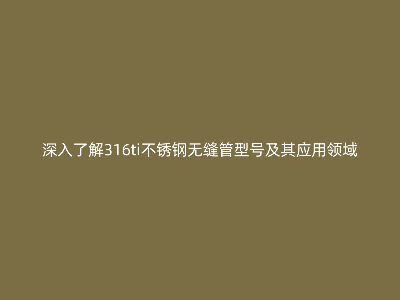 深入了解316ti荣耀足球官网无缝管型号及其应用领域
