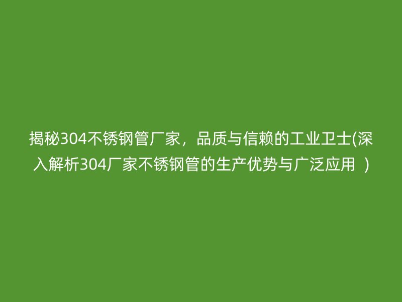 揭秘304荣耀足球官网管厂家，品质与信赖的工业卫士(深入解析304厂家荣耀足球官网管的生产优势与广泛应用  )