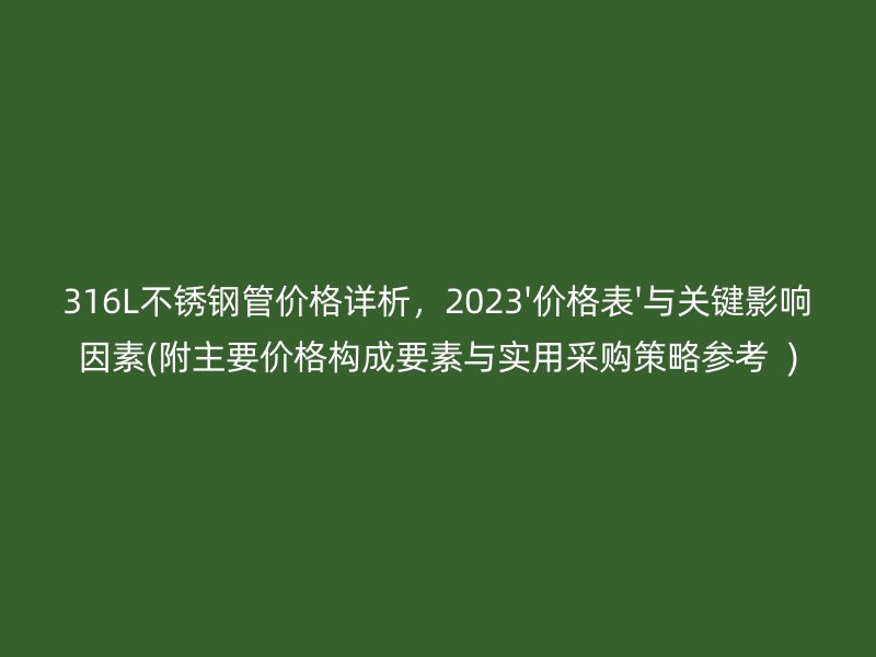 316L荣耀足球官网管价格详析，2023'价格表'与关键影响因素(附主要价格构成要素与实用采购策略参考  )
