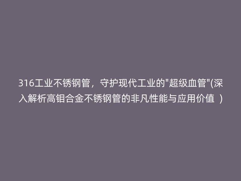 316工业荣耀足球官网管，守护现代工业的\
