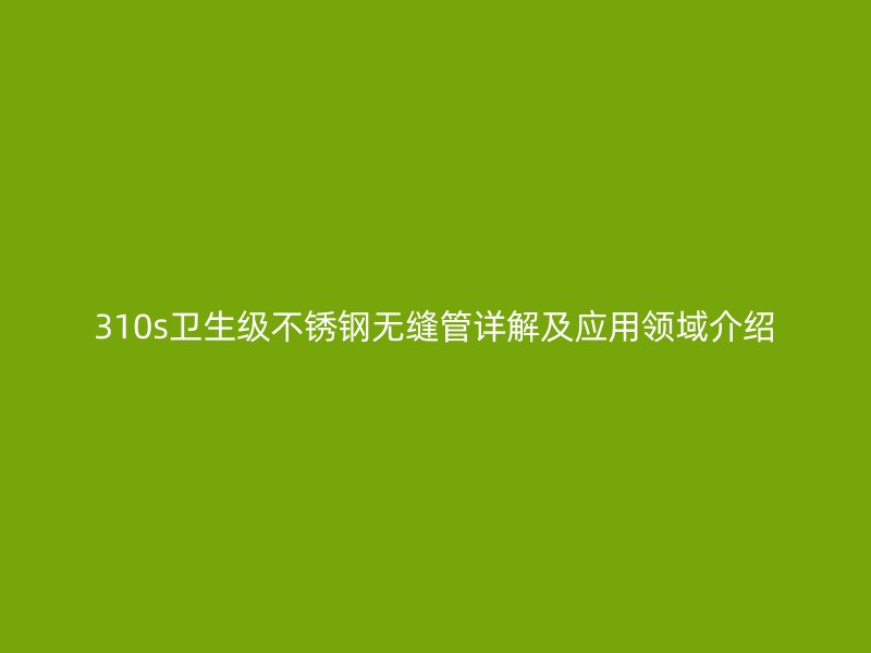 310s卫生级荣耀足球官网无缝管详解及应用领域介绍