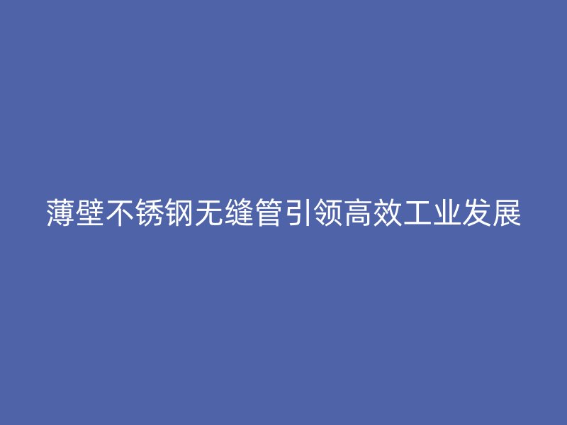 薄壁荣耀足球官网无缝管引领高效工业发展