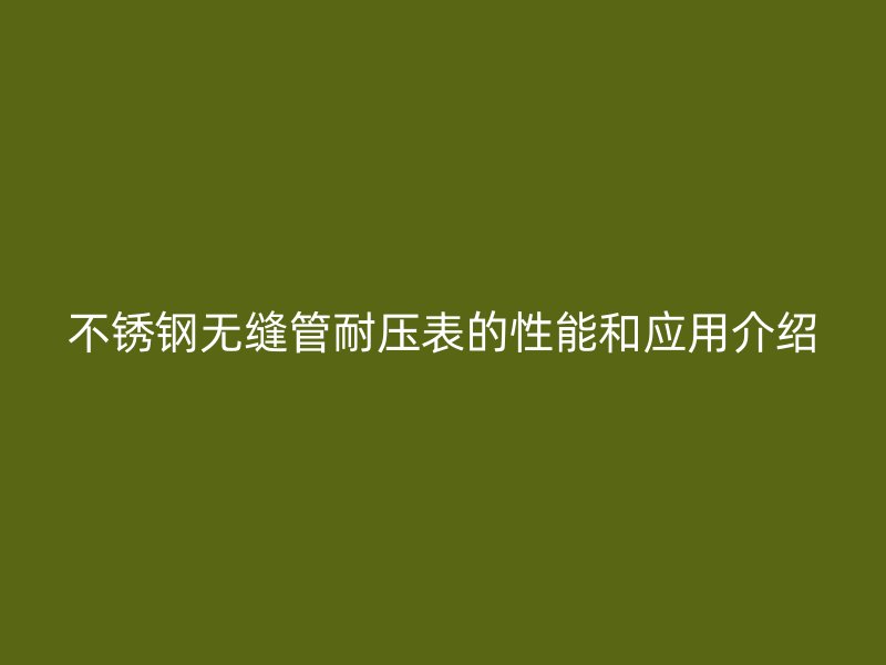 荣耀足球官网无缝管耐压表的性能和应用介绍