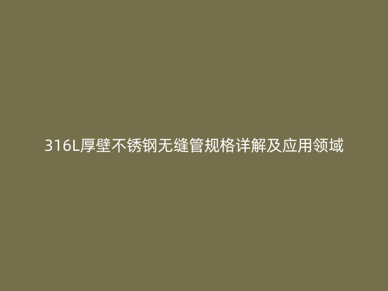 316L厚壁荣耀足球官网无缝管规格详解及应用领域